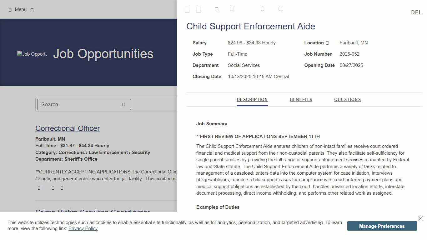 child-support-enforcement-aide Job Details tab Career Pages